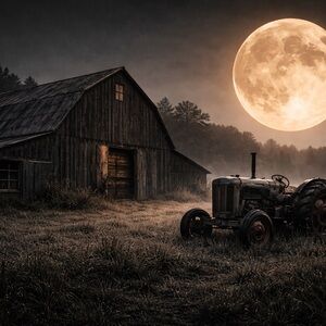 Rustic Farmhouse Barn Moonlit Art Print 8x10 Glossy